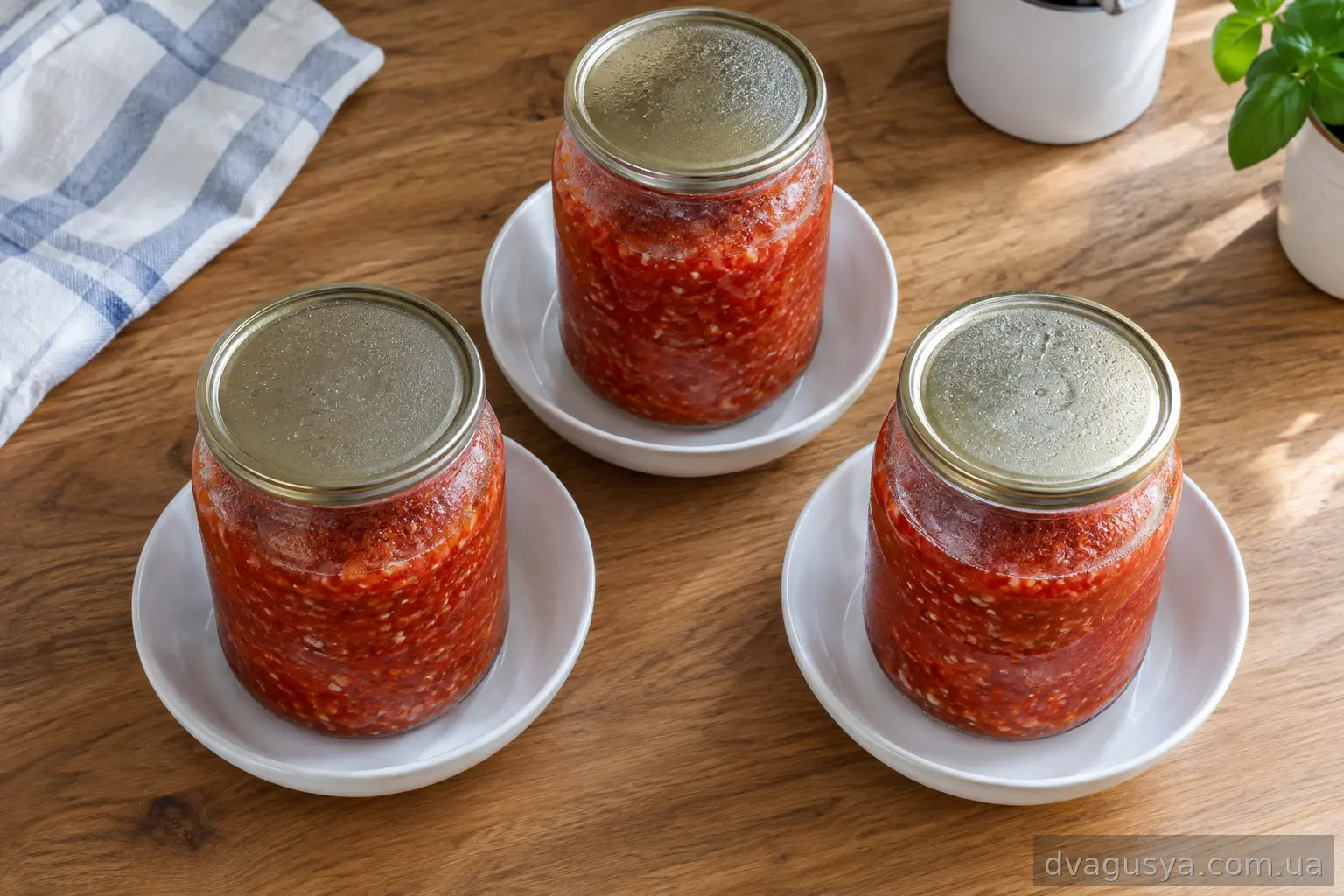 Банки з аджикою накриті кришками для бродіння
