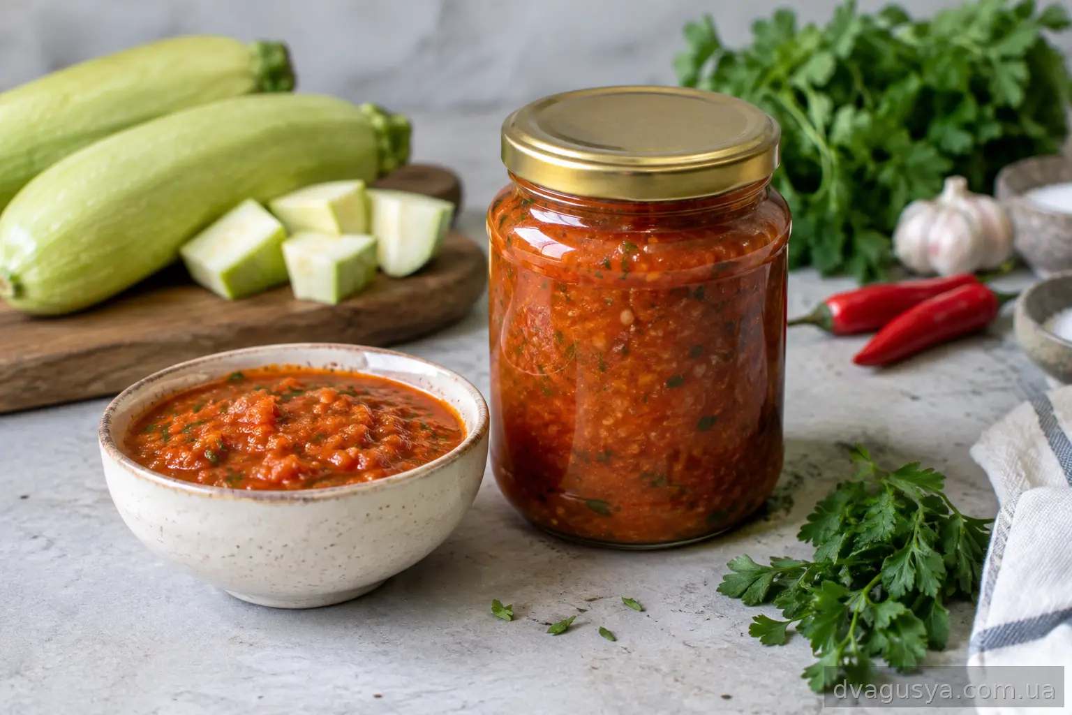 Аджика з томатною пастою і кабачками