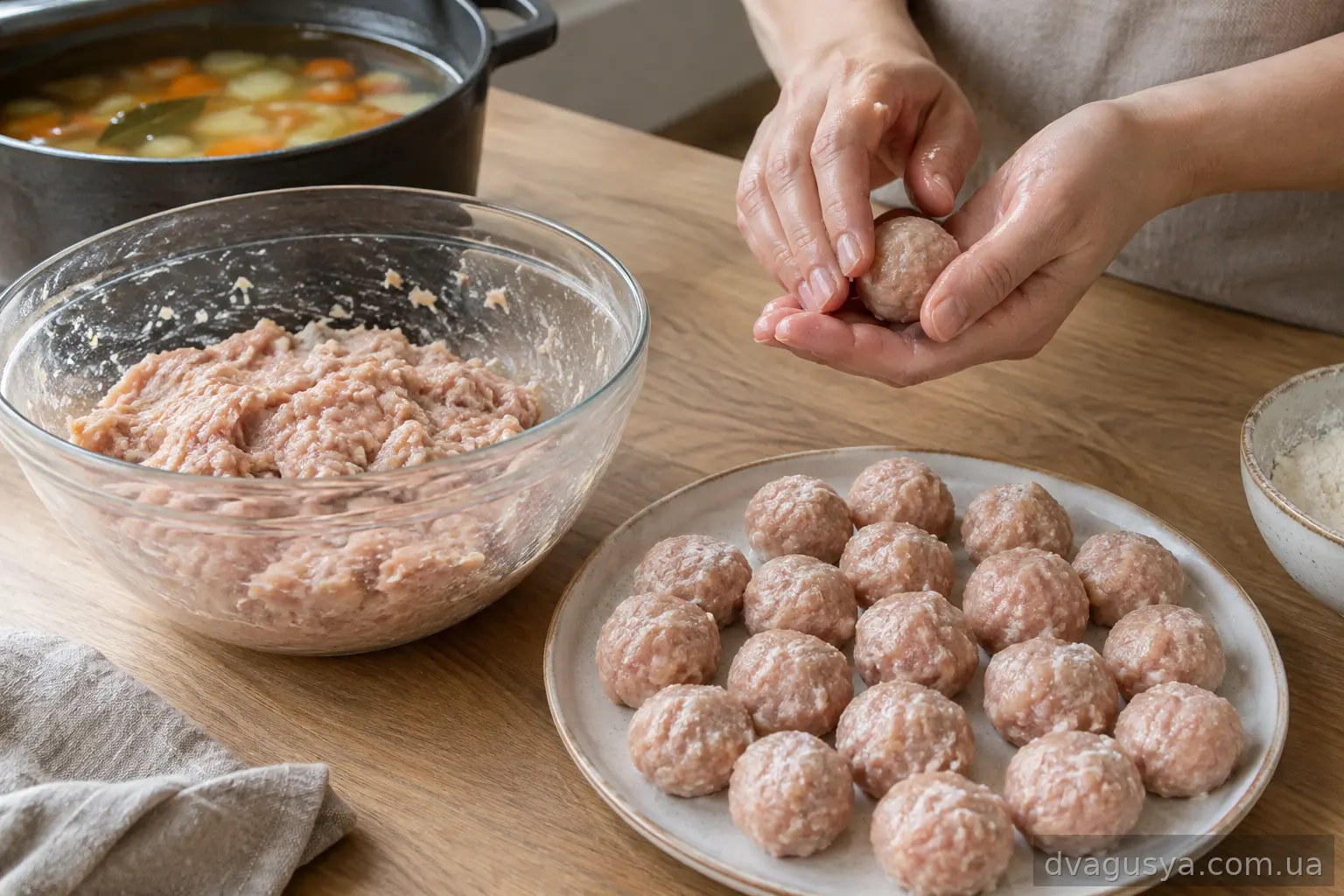 Формування курячих фрикадельок