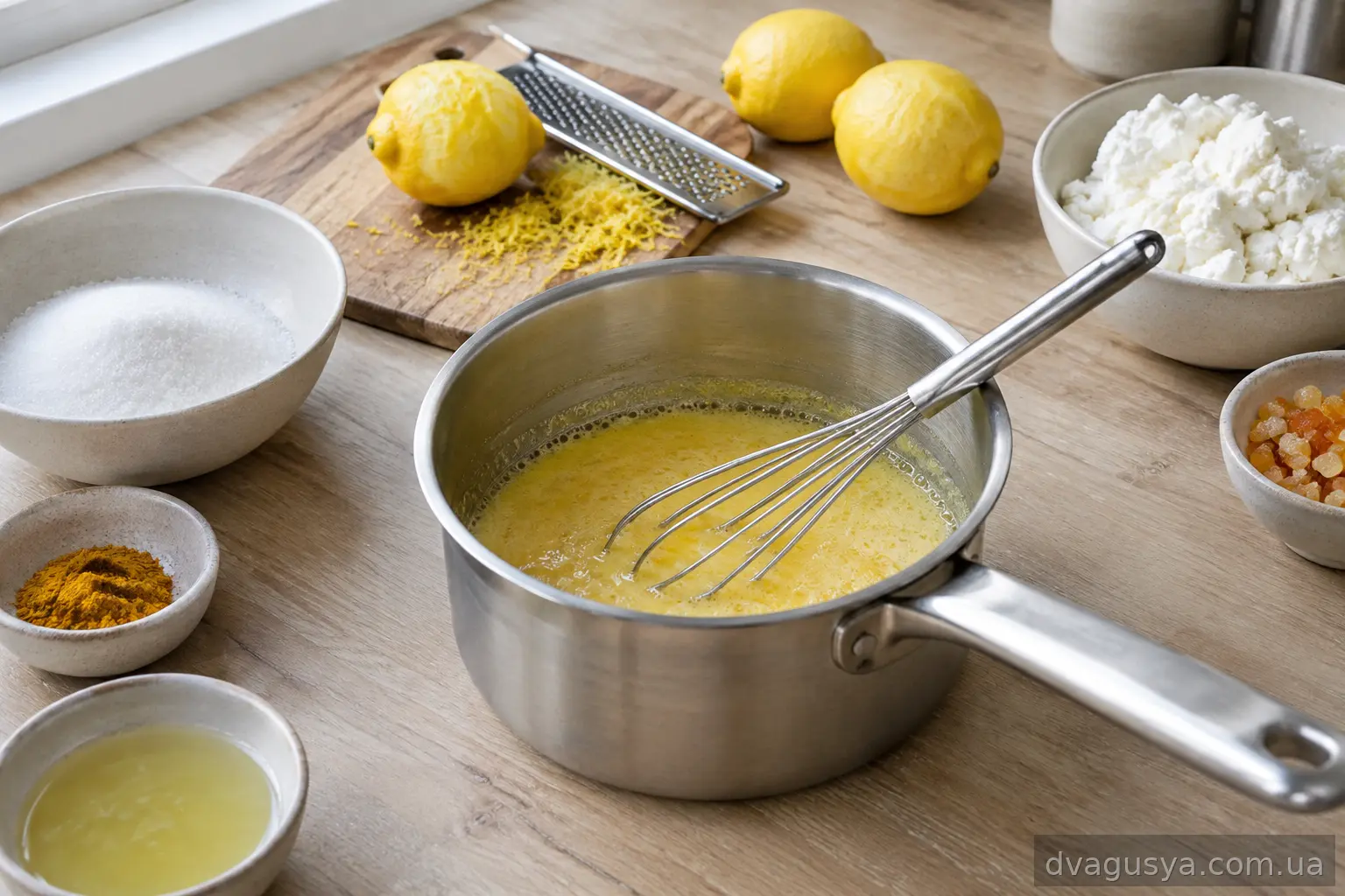 Яйця з цукром розтираються, лимони готуються до натирання
