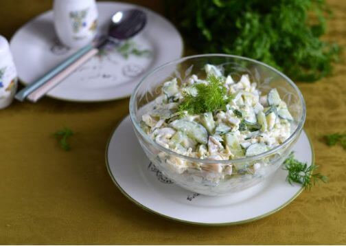 Салат с кальмарами и яйцом и огурцом - Самый вкусный рецепт