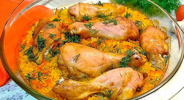 Курячі ніжки з рисом в покроковій духовці з фото