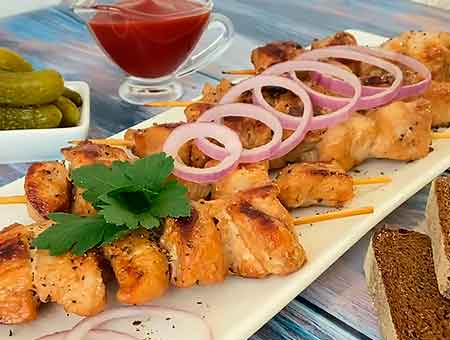 Шашлик з курки на сковороді