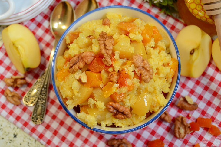 Пшоняна каша з гарбузом, яблуком та курагою - смачний і ситний рецепт