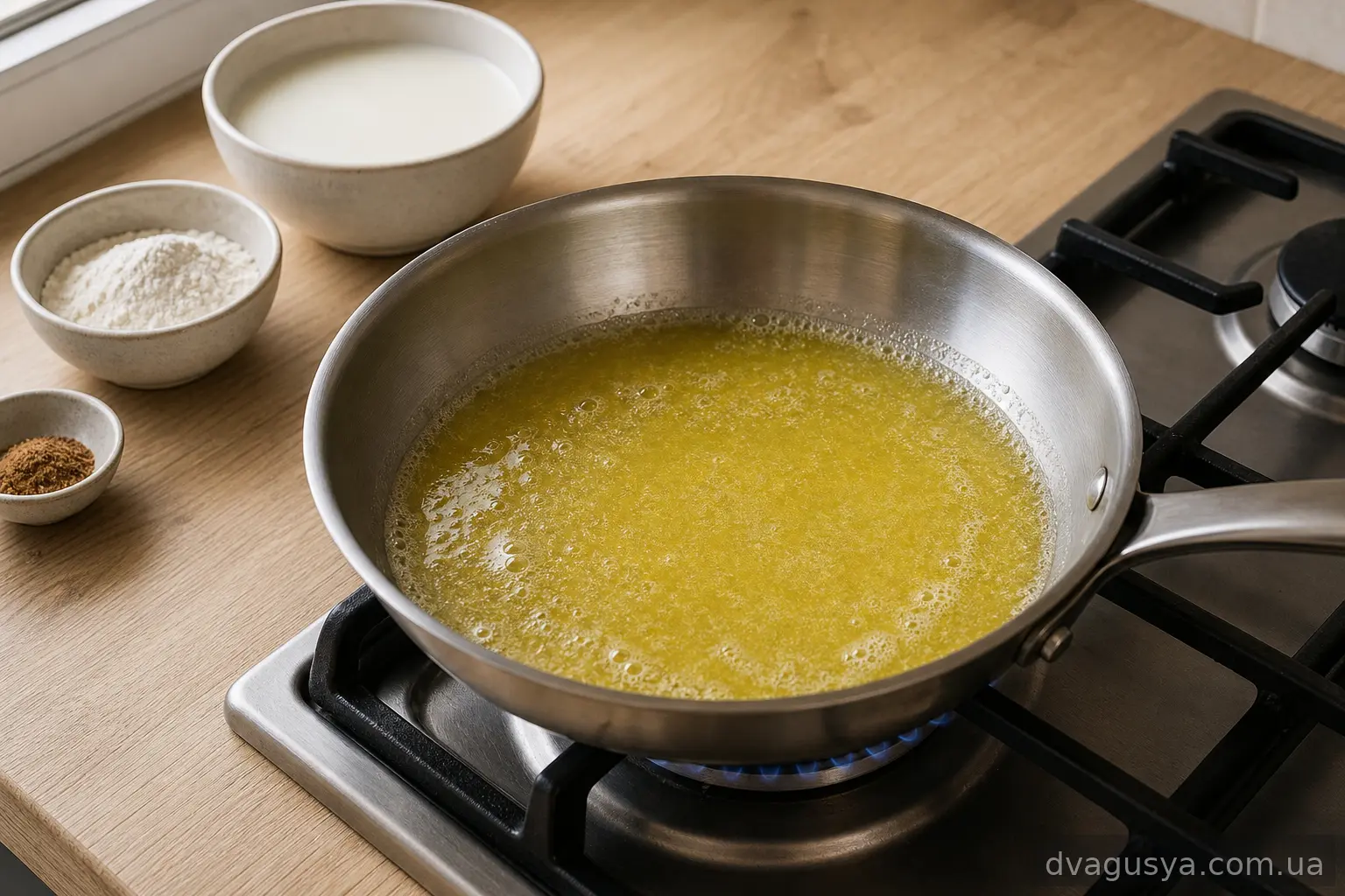 Розтоплене вершкове масло на сковороді