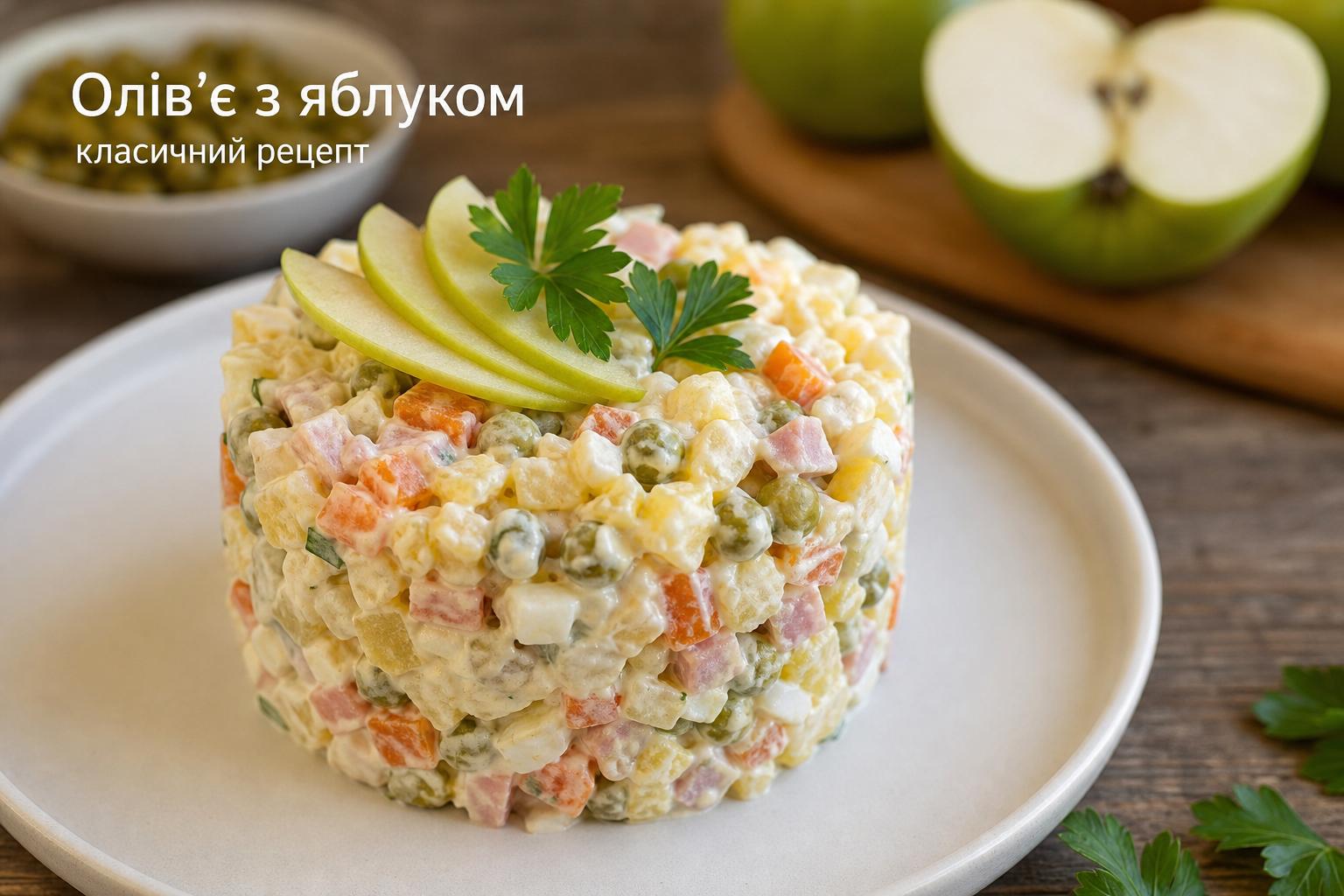 Олів'є з яблуком – класичний покроковий рецепт з фото. Який сорт яблука підходить найкраще Олів'є з яблуком – класичний покроковий рецепт з фото. Який сорт яблука підходить найкраще