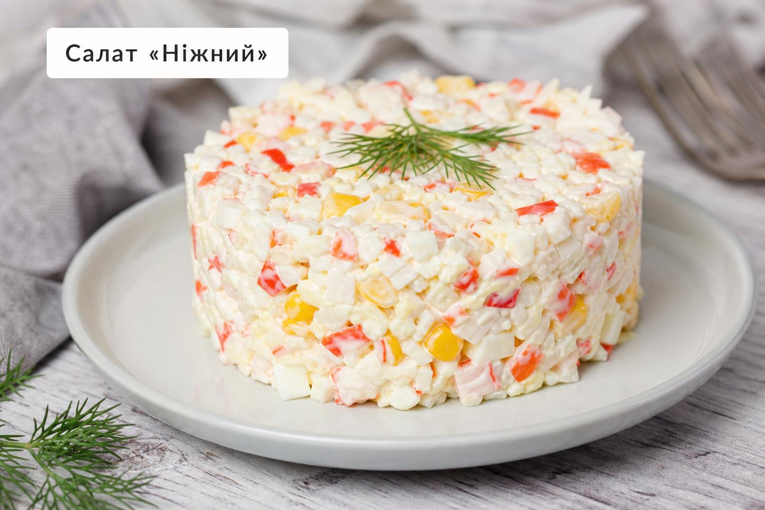 Салат "Ніжний" з крабовими паличками – рецепт з фото. Питання, які часто виникають Салат "Ніжний" з крабовими паличками – рецепт з фото. Питання, які часто виникають