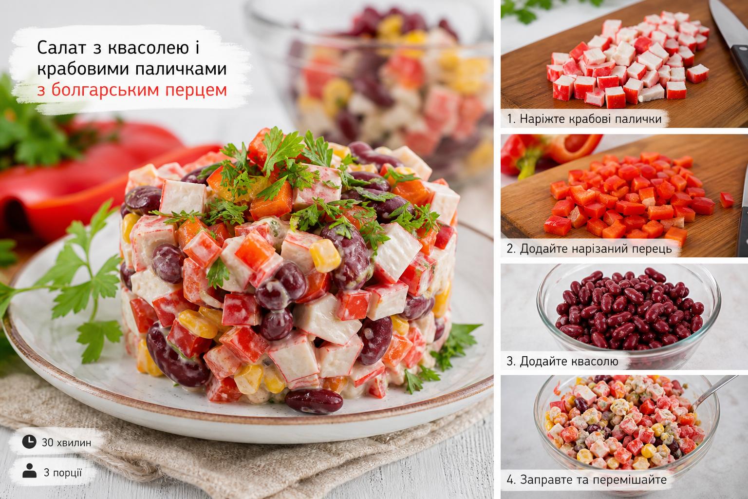 Салат з квасолею і крабовими паличками – рецепт з фото, з болгарським перцем покроково. Як подати салат красиво Салат з квасолею і крабовими паличками – рецепт з фото, з болгарським перцем покроково. Як подати салат красиво