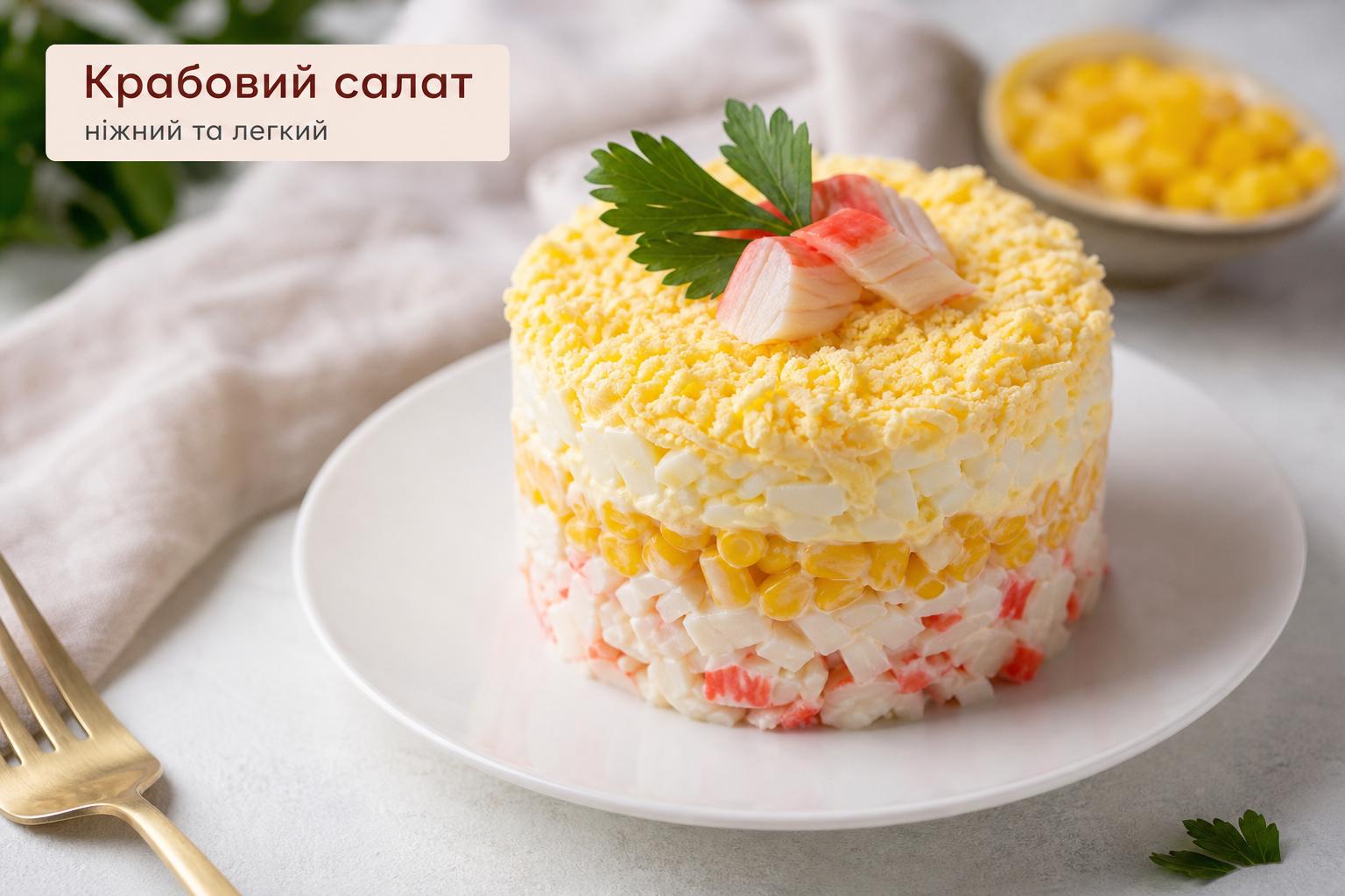 Крабовий салат рецепт – як готувати шарами, що можна додати, калорійність. Поради щодо подачі та зберігання Крабовий салат рецепт – як готувати шарами, що можна додати, калорійність. Поради щодо подачі та зберігання