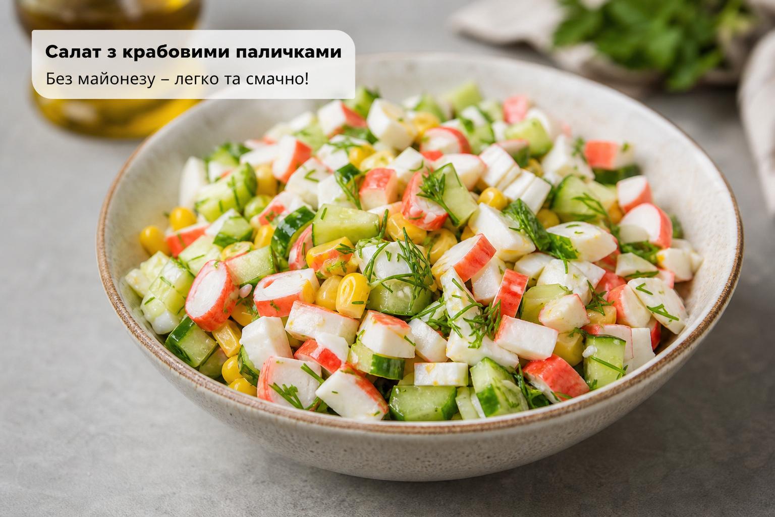 Салат з крабовими паличками без майонезу – дієтичний рецепт, калорійність. Поради, які роблять салат смачнішим Салат з крабовими паличками без майонезу – дієтичний рецепт, калорійність. Поради, які роблять салат смачнішим