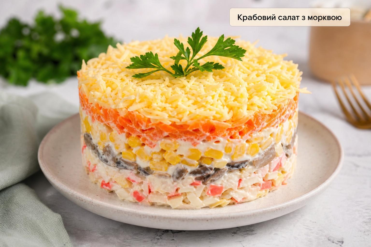 Салат з крабовими паличками і морквою – рецепт з грибами, кукурудзою і сиром. Як приготувати крабовий салат з морквою: покрокова інструкція Салат з крабовими паличками і морквою – рецепт з грибами, кукурудзою і сиром. Як приготувати крабовий салат з морквою: покрокова інструкція