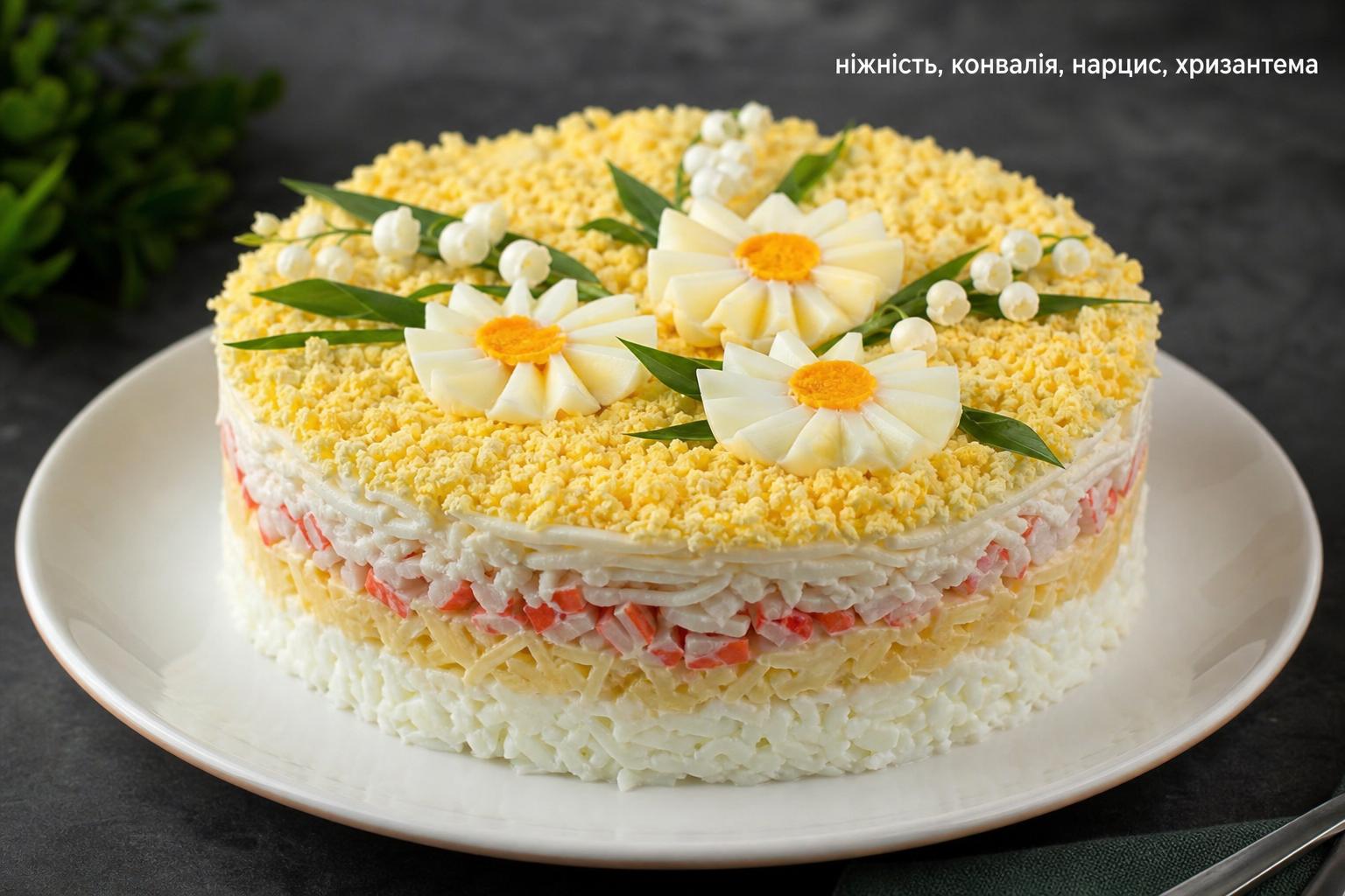 Салат з крабовими паличками і яблуком – рецепт ніжність, конвалія, нарцис, хризантема шарами. Калорійність і харчова цінність Салат з крабовими паличками і яблуком – рецепт ніжність, конвалія, нарцис, хризантема шарами. Калорійність і харчова цінність