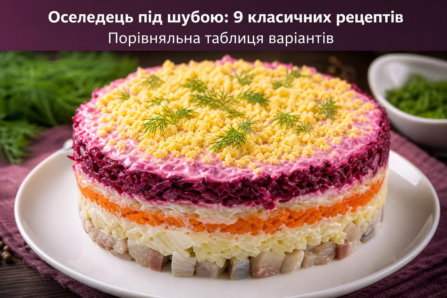 Оселедець під шубою: 9 класичних рецептів. Порівняльна таблиця варіантів Оселедець під шубою: 9 класичних рецептів. Порівняльна таблиця варіантів