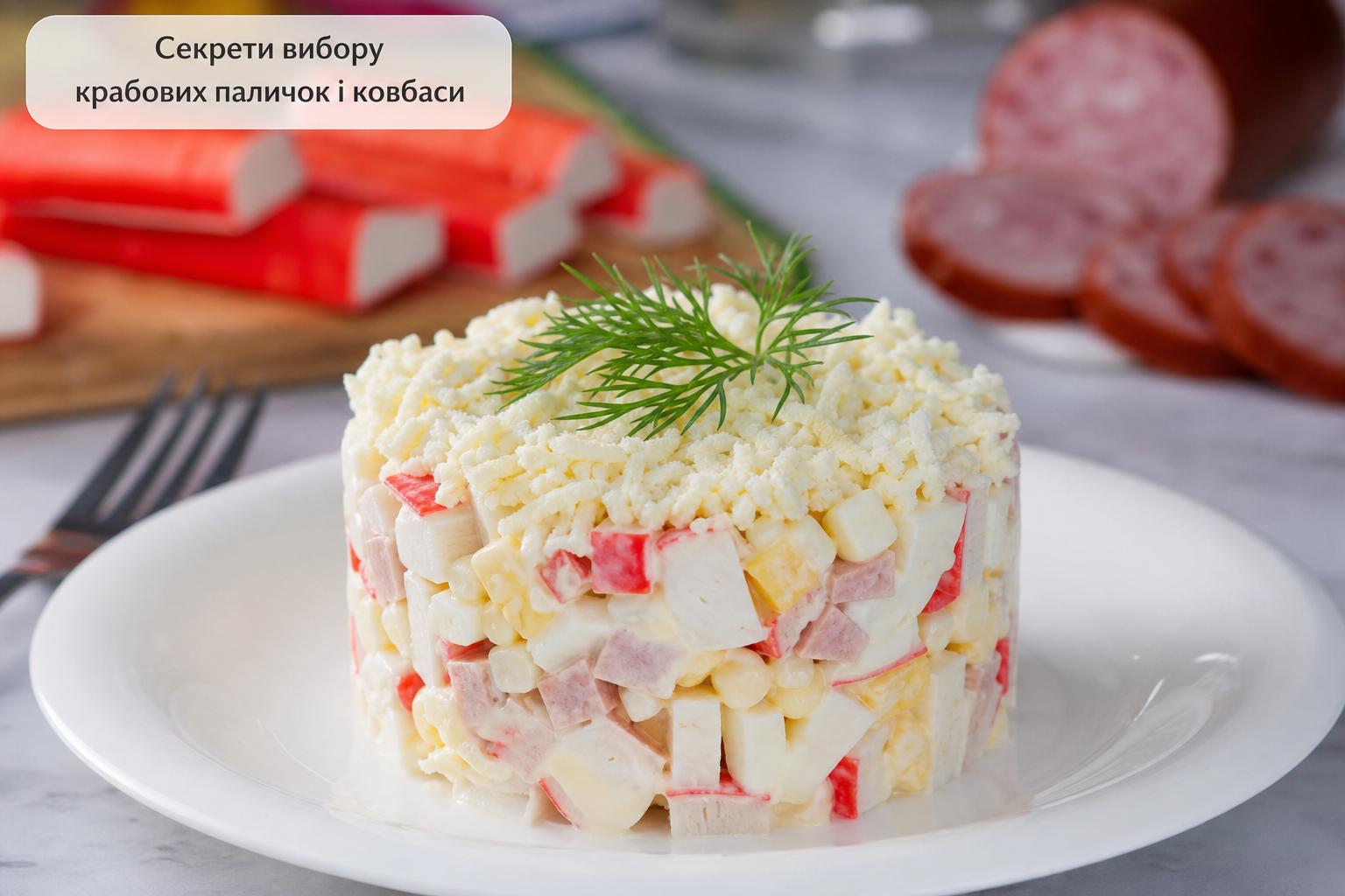 Салат з крабовими паличками і ковбасою – білосніжка, снігова королева, тритон. Як вибрати якісні крабові палички й ковбасу Салат з крабовими паличками і ковбасою – білосніжка, снігова королева, тритон. Як вибрати якісні крабові палички й ковбасу