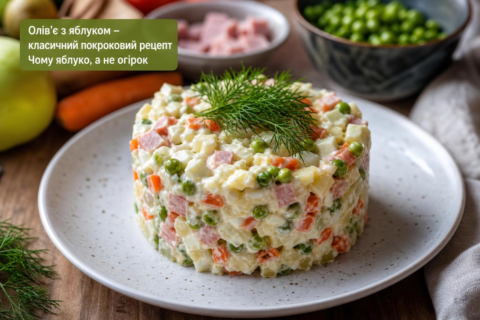 Олів'є з яблуком – класичний покроковий рецепт з фото. Чому яблуко, а не огірок Олів'є з яблуком – класичний покроковий рецепт з фото. Чому яблуко, а не огірок