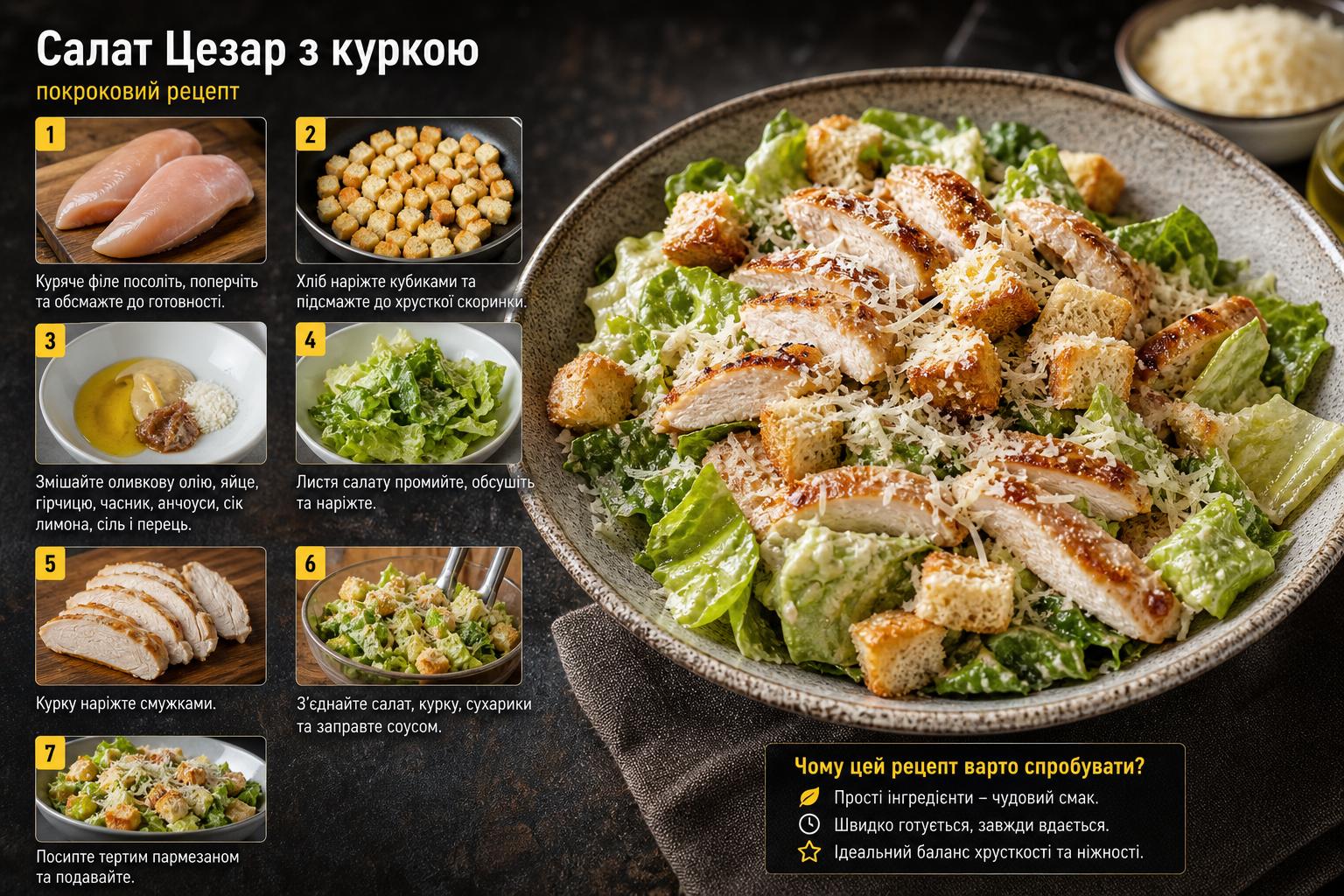 Про класичному салаті Цезар з куркою: покроковий рецепт приготування. Підсумок: чому цей рецепт варто спробувати саме так Про класичному салаті Цезар з куркою: покроковий рецепт приготування. Підсумок: чому цей рецепт варто спробувати саме так