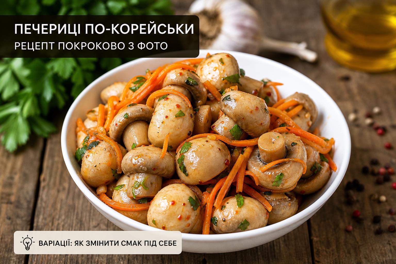 Печериці по-корейськи – рецепт в домашніх умовах покроково з фото. Варіації рецепту: як змінити смак під себе Печериці по-корейськи – рецепт в домашніх умовах покроково з фото. Варіації рецепту: як змінити смак під себе