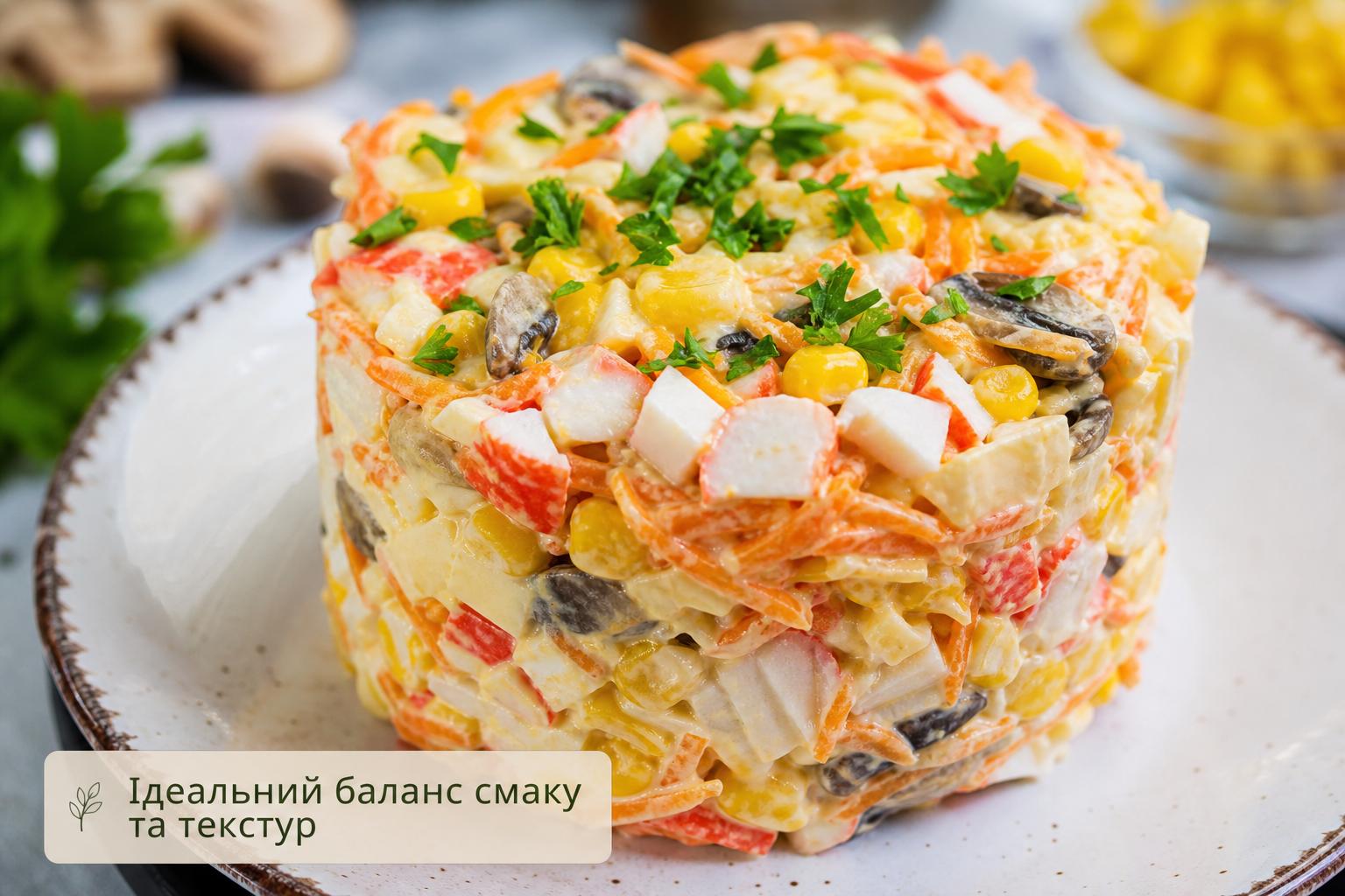 Салат з крабовими паличками і морквою – рецепт з грибами, кукурудзою і сиром. Чому саме ця комбінація інгредієнтів працює Салат з крабовими паличками і морквою – рецепт з грибами, кукурудзою і сиром. Чому саме ця комбінація інгредієнтів працює