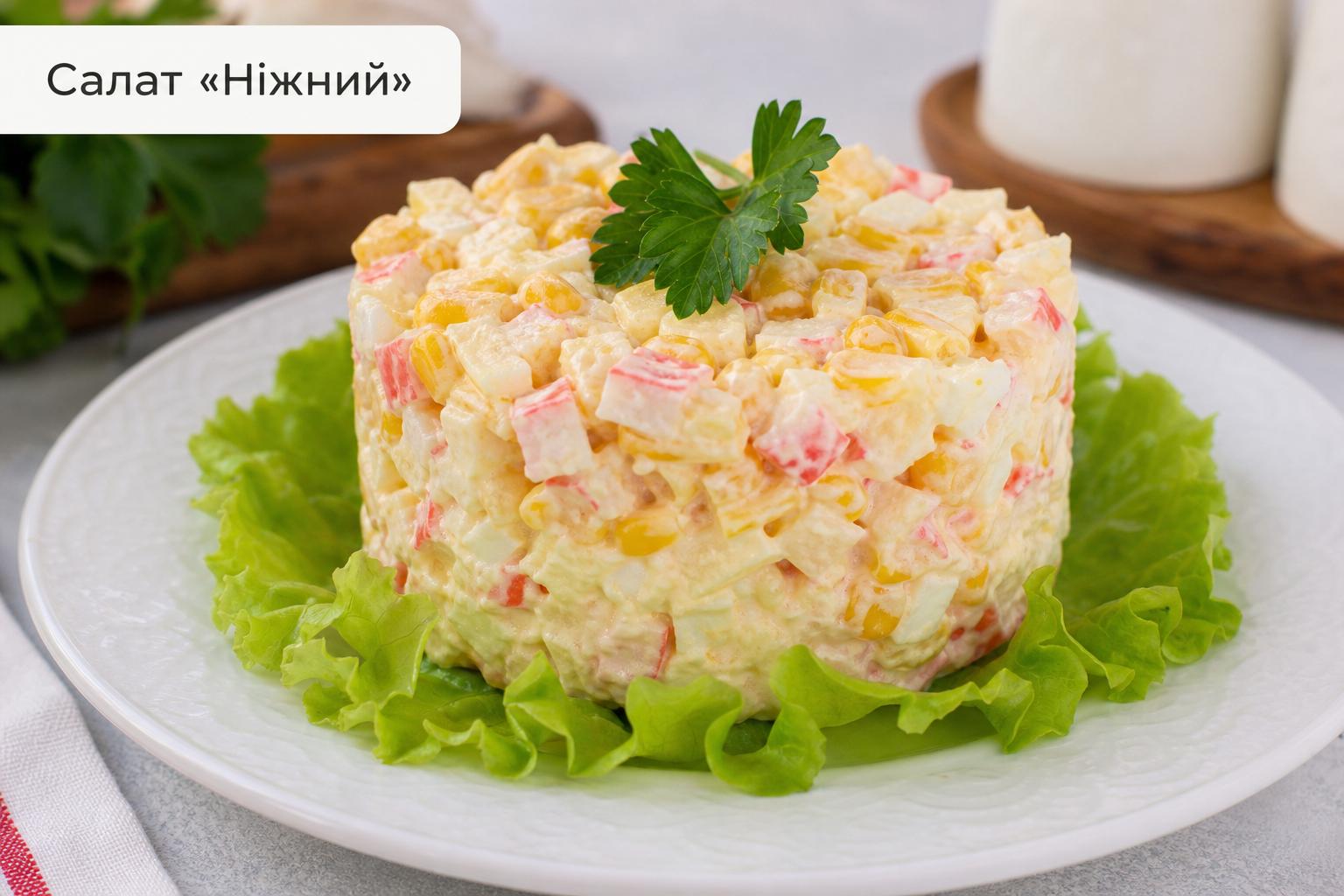Салат "Ніжний" з крабовими паличками – рецепт з фото. Покроковий рецепт: як приготувати салат «Ніжний» з крабовими паличками Салат "Ніжний" з крабовими паличками – рецепт з фото. Покроковий рецепт: як приготувати салат «Ніжний» з крабовими паличками