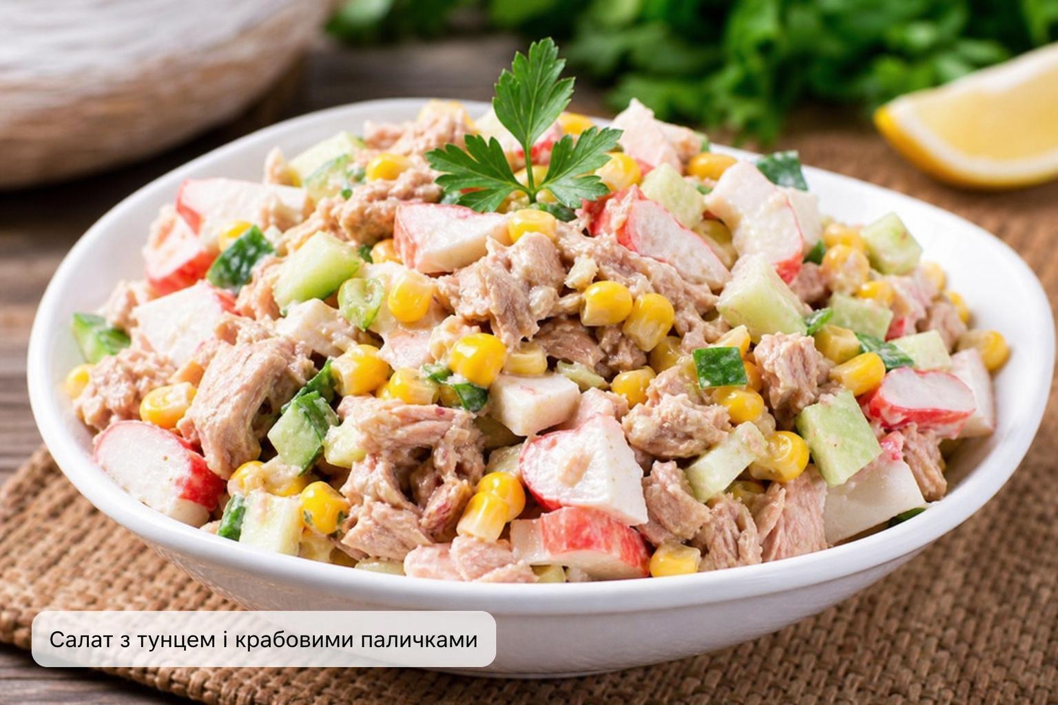 Салат з тунцем і крабовими паличками – рецепт з кукурудзою. Що краще: свіжі крабові палички чи заморожені Салат з тунцем і крабовими паличками – рецепт з кукурудзою. Що краще: свіжі крабові палички чи заморожені