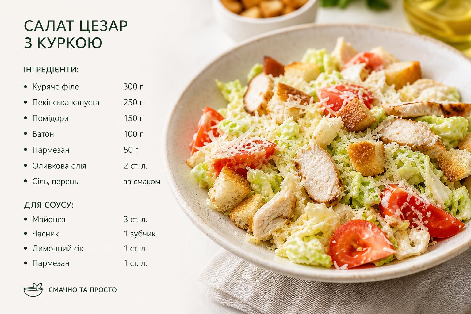 Рецепт салату Цезар з куркою, сухариками, пекінською капустою і помідорами. Інгредієнти: що потрібно і скільки Рецепт салату Цезар з куркою, сухариками, пекінською капустою і помідорами. Інгредієнти: що потрібно і скільки