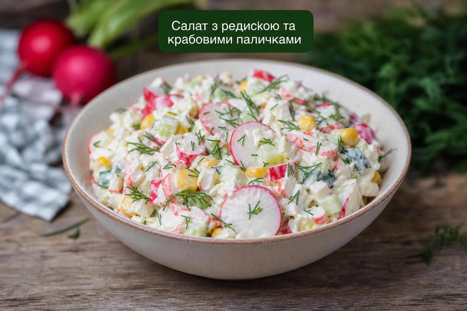 Салат з редискою і крабовими паличками – рецепт. Поширені помилки Салат з редискою і крабовими паличками – рецепт. Поширені помилки
