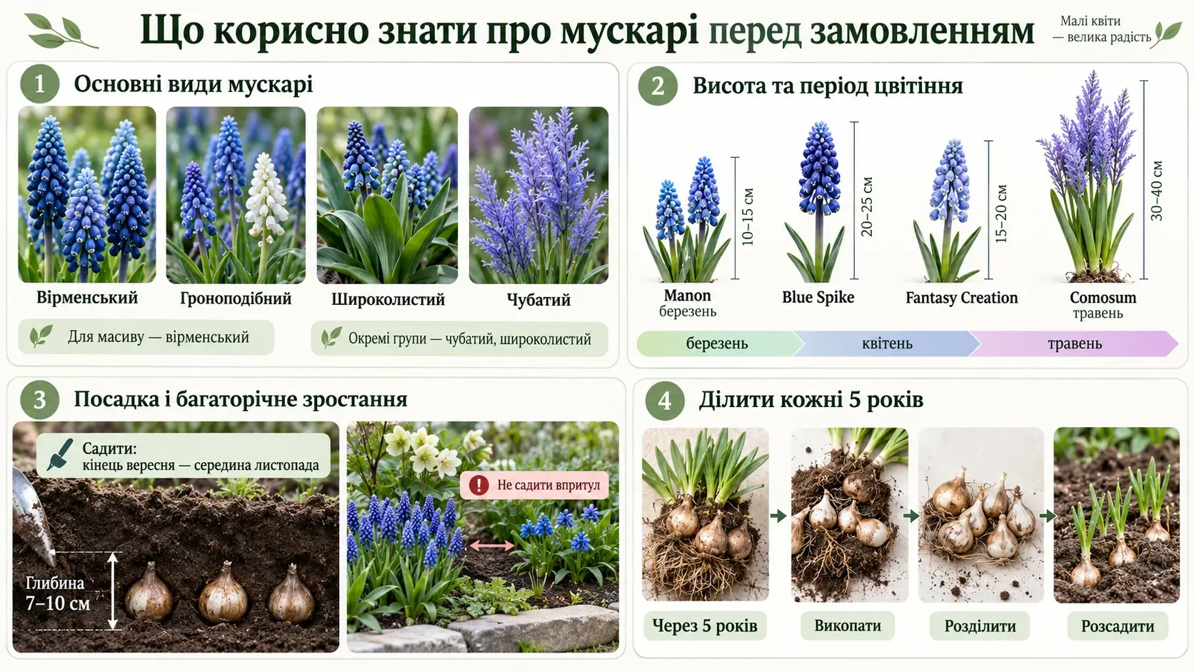 Сорти мускарі перед замовленням