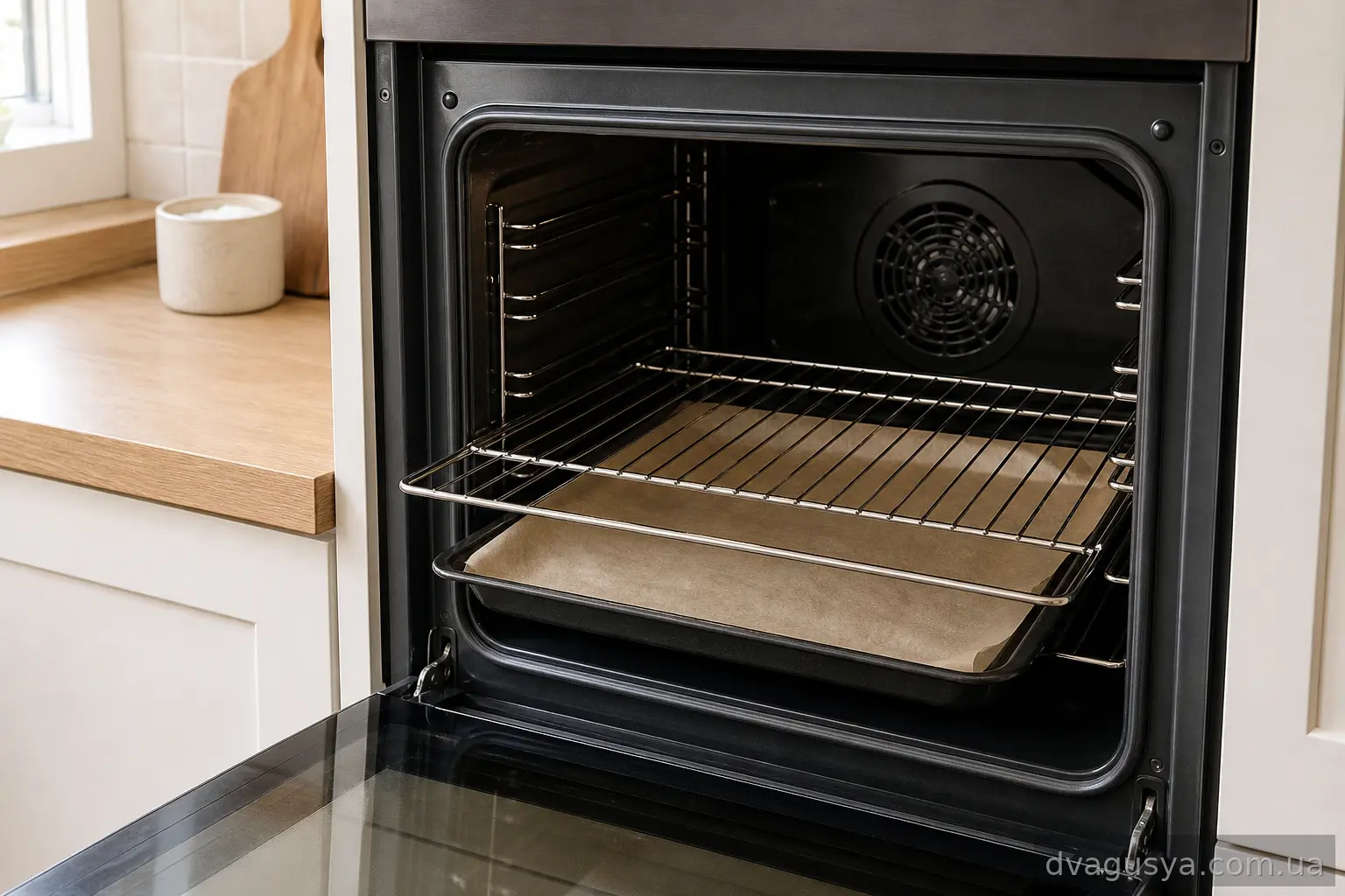 Духовка, розігріта до 230 °C, з решіткою та деком